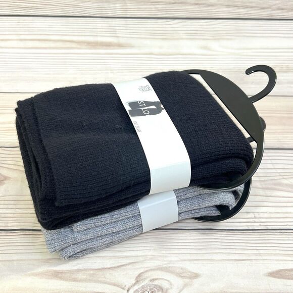 West Loop Knit Scarf LOT 2 Black & Gray Rayon Bled One Size Fits Most 67” Long - Picture 2 of 9